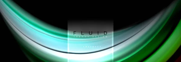 Fluid colors abstract background colorful poster, twisted liquid design on black, colorful marble or plastic wave texture backdrop, multicolored template for business or technology presentation or web — Stock Vector