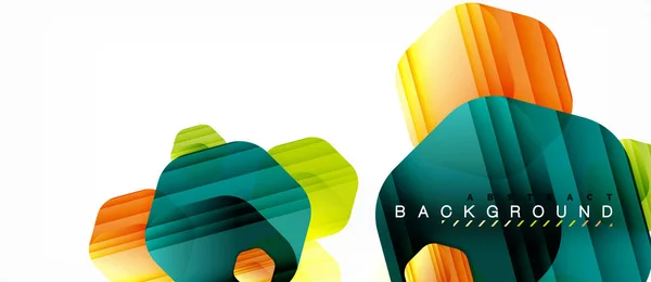 Hochglanz-Farbsechsecke moderne Zusammensetzung Hintergrund, glänzendes Glas-Design — Stockvektor