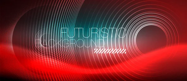 Neonglühende Techno-Linien, futuristische Hintergrundschablone mit quadratischen Formen — Stockvektor