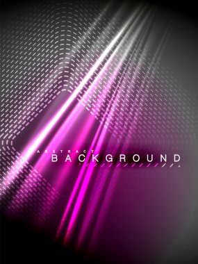 Neon parlayan dalga, sihirli enerji ve ışık arka plan. Vektör çizim