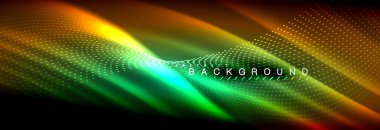 Sıvı neon akan dalgaları, ışık parlayan arka plan hatları