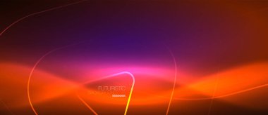 Soyut çizgilerle parlak neon ışıkları arka planını renklendirin