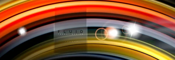 Conception abstraite de fond, mélange fluide des ondes de couleur liquide sur noir — Image vectorielle