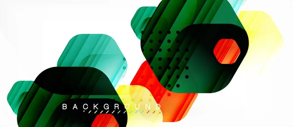 Hexagones de color brillante fondo de composición moderna, diseño de vidrio brillante — Archivo Imágenes Vectoriales
