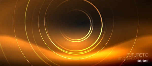輝くネオン円暗い抽象的な背景 — ストックベクタ