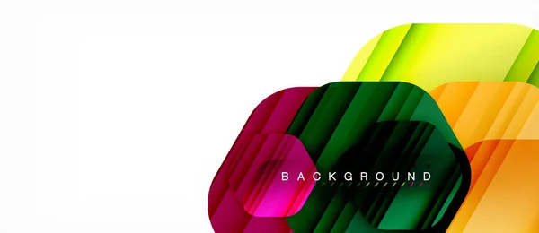 Hochglanz-Farbsechsecke moderne Zusammensetzung Hintergrund, glänzendes Glas-Design — Stockvektor