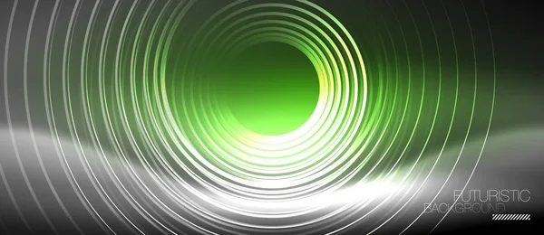 Neon körök absztrakt háttér, fényes vonalak — Stock Vector