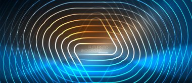 Neon parlayan techno hatları, yüksek teknoloji fütüristik arka plan şablonu geometrik şekillerle