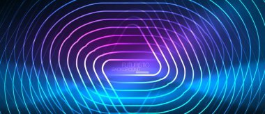 Neon parlayan techno hatları, yüksek teknoloji fütüristik arka plan şablonu geometrik şekillerle