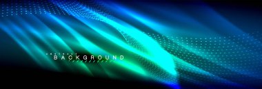 Sıvı neon akan dalgaları, ışık parlayan arka plan hatları