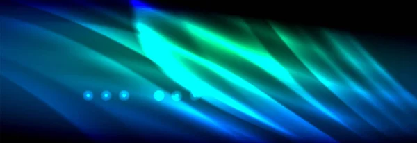 Liquid neon flowing waves, glowing light lines background — Stock Vector
