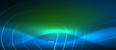 Neon parlayan techno hatları, yüksek teknoloji fütüristik arka plan şablonu geometrik şekillerle