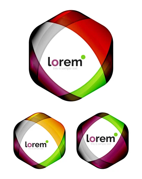 Set di modelli di design del logo di convergenza di forma geometrica — Vettoriale Stock