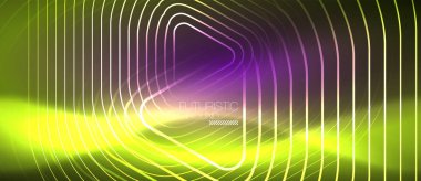 Soyut çizgilerle parlak neon ışıkları arka planını renklendirin