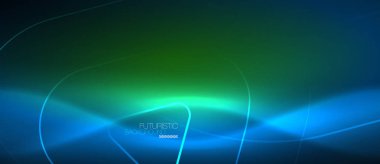 Neon parlayan techno hatları, yüksek teknoloji fütüristik arka plan şablonu geometrik şekillerle