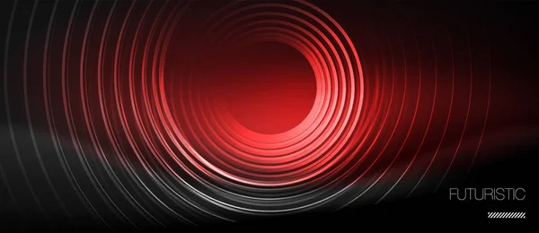 Тёмный абстрактный фон с светящимися неоновыми кругами — стоковый вектор