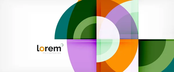 Moderna geometriska cirklar abstrakt bakgrund, färgglada runda former med skuggeffekter — Stock vektor