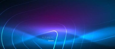 Neon parlayan techno hatları, yüksek teknoloji fütüristik arka plan şablonu geometrik şekillerle