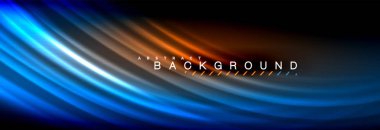 Neon parlayan sıvı dalga çizgileri, sihirli enerji uzay ışığı konsepti, soyut arka plan duvar kağıdı tasarımı