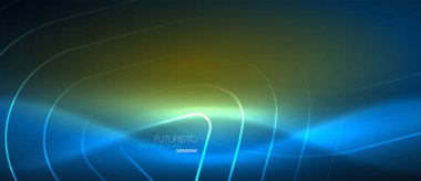 Neon parlayan techno hatları, yüksek teknoloji fütüristik arka plan şablonu geometrik şekillerle