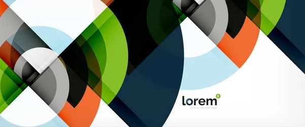 Moderni cerchi geometrici sfondo astratto, forme rotonde colorate con effetti ombra — Vettoriale Stock