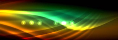 Sıvı neon akan dalgaları, ışık parlayan arka plan hatları