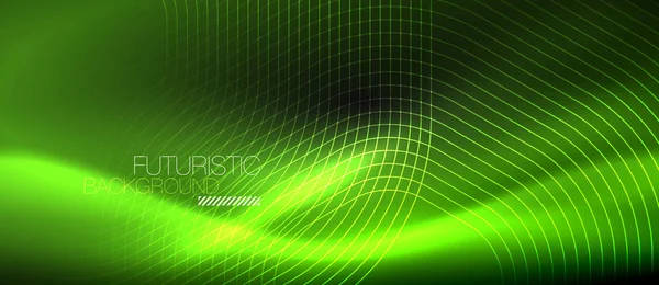 Neon glowing lines, magic energy space light concept, abstract background wallpaper design — Stock Vector