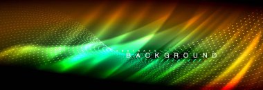 Sıvı neon akan dalgaları, ışık parlayan arka plan hatları