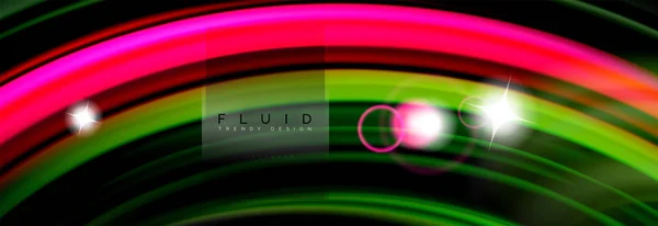 黒、液体の流れる図形の色の波の混合 — ストックベクタ