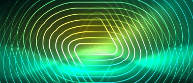 Soyut çizgilerle parlak neon ışıkları arka planını renklendirin