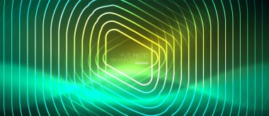 Soyut çizgilerle parlak neon ışıkları arka planını renklendirin