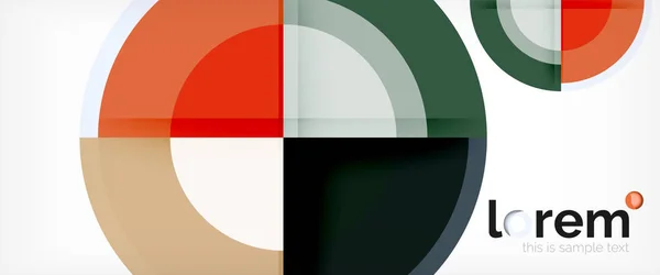 Círculos geométricos modernos fondo abstracto, formas redondas coloridas con efectos de sombra — Vector de stock