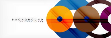 Gri arka plan, modern geometrik desen tasarım renkli halkalar. Vektör iş veya teknoloji tanıtım tasarım şablonu, broşür veya el ilanı desenli veya geometrik web afiş