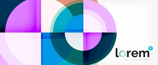 Círculos geométricos modernos fundo abstrato, formas redondas coloridas com efeitos de sombra —  Vetores de Stock