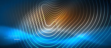 Neon parlayan techno hatları, yüksek teknoloji fütüristik arka plan şablonu geometrik şekillerle