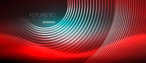 Neonglühende Techno-Linien, futuristische Hintergrundschablone mit quadratischen Formen — Stockvektor