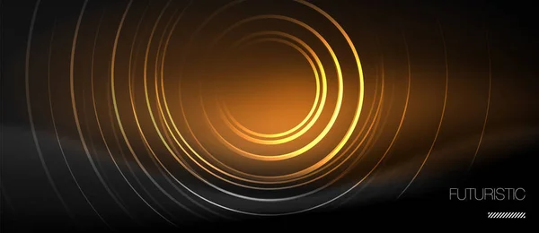 Σκούρο αφηρημένα φόντο με λάμψη νέον κύκλους — Διανυσματικό Αρχείο