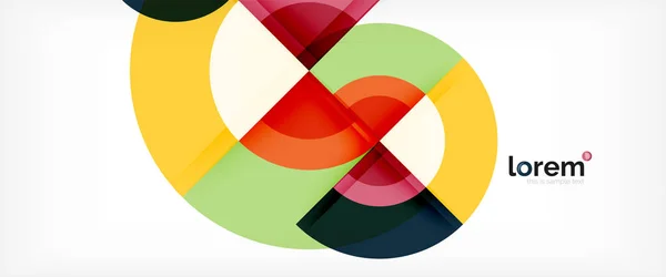 Cercles géométriques modernes fond abstrait, formes rondes colorées avec des effets d'ombre — Image vectorielle
