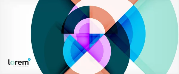 Cercles géométriques modernes fond abstrait, formes rondes colorées avec des effets d'ombre — Image vectorielle