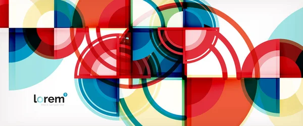 Círculo fondo abstracto, formas geométricas redondas coloridas brillantes — Vector de stock