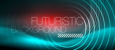 Neon parlayan techno hatları, yüksek teknoloji fütüristik arka plan şablonu kare şekilleri ile