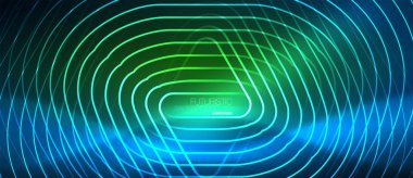 Neon parlayan techno hatları, yüksek teknoloji fütüristik arka plan şablonu geometrik şekillerle