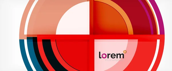 Moderne geometrische Kreise abstrakter Hintergrund, bunte runde Formen mit Schatteneffekten — Stockvektor