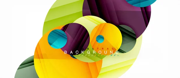 Glossy colorful circles abstract background, modern geometric design — Stock Vector