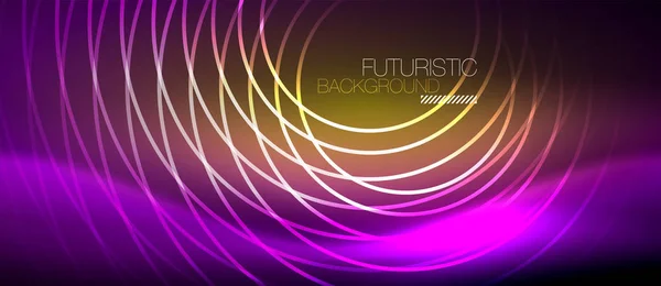 Neon gloeiende techno lijnen, hi-tech futuristische abstracte achtergrond sjabloon met vierkante vormen — Stockvector