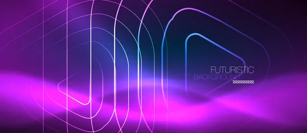 霓虹灯发光的技术线条, 高科技未来主义的几何形状抽象背景模板 — 图库矢量图片