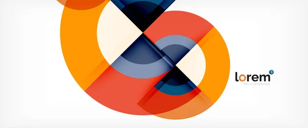 Moderní geometrické kruhy abstraktní pozadí, barevné kulaté tvary s efekty stínu — Stockový vektor