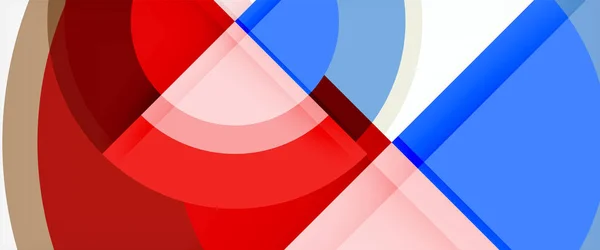 Moderni cerchi geometrici sfondo astratto, forme rotonde colorate con effetti ombra — Vettoriale Stock