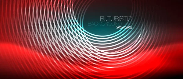 Linhas techno brilhantes néon, oi-tech modelo de fundo abstrato futurista com formas quadradas — Vetor de Stock