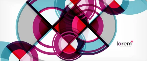Círculo fondo abstracto, formas geométricas redondas coloridas brillantes — Vector de stock